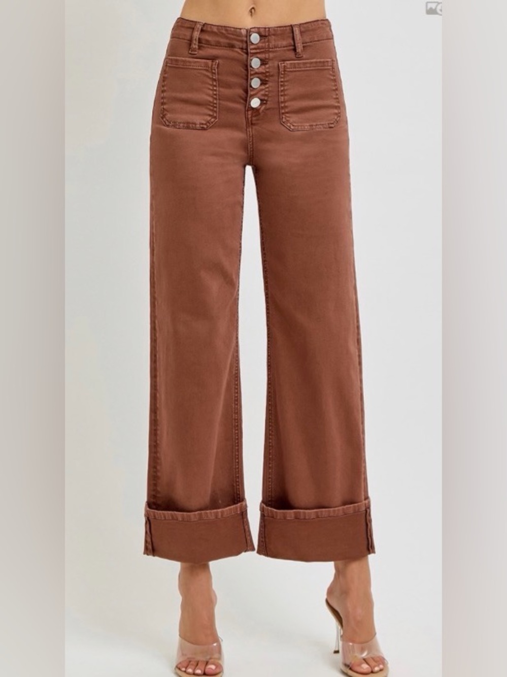 Risen Cropped Front Patch Pocket Wide-Leg Women's Jeans - Picture 4 of 4